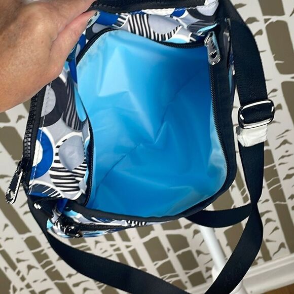 Brighton Dot Print Nylon Crossbody Bag Blue, Black, Gray, White - Picture 10 of 16